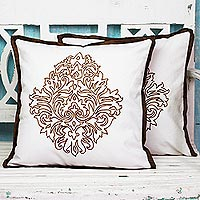 Cotton cushion covers Copper Beauty pair India