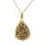 Gold plated sterling silver pendant necklace, 'Ganesha Leaf' - Gold Plated Sterling Silver Pendant Necklace Ganesha India (image 2a) thumbail