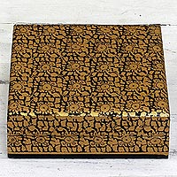 Wood decorative box Leafy Gold India