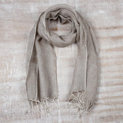 Linen scarf, Tan Patterns