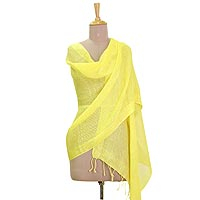 Linen shawl Brilliant Lemon India