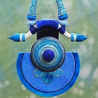 Cotton and ceramic pendant necklace,