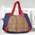 Cotton tote handbag, 'Sunset Cruise' - Leather Accent Multicolored Cotton Tote Handbag thumbail