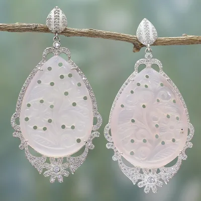 Agate dangle earrings, Pink Passion