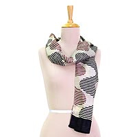 Silk scarf Bengal Waves in Charcoal India