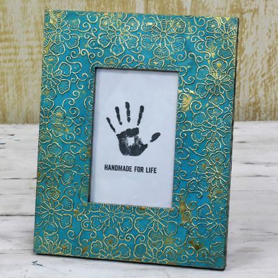 Aluminum repousse photo frame, Tropical Blossom (4x6)