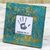 Aluminum repousse photo frame, 'Flowery Blue' (3x3) - Blue Floral Aluminum Wood Photo Frame (3x3) from India thumbail