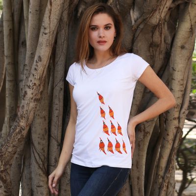 Cotton blend Madhubani t-shirt, Flight of Fantasy