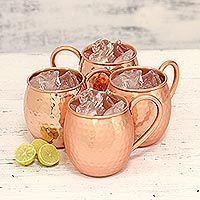 Copper mugs Friendly Celebration set of 4 India