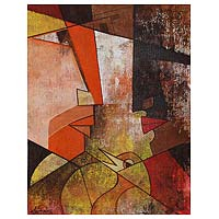 'Pure Love' - Expressionist Angular Painting of Faces from India