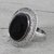 Onyx cocktail ring, 'Entrancing Magic' - Sterling Silver and Onyx Cocktail Ring from India thumbail