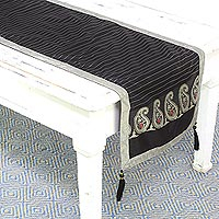 Silk table runner Regal Holiday in Coal India