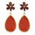 Gold plated garnet and onyx dangle earrings, 'Deep Red Flowers' - Garnet and Onyx Gold Plated Dangle Earrings from India (image 2a) thumbail