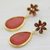 Gold plated garnet and onyx dangle earrings, 'Deep Red Flowers' - Garnet and Onyx Gold Plated Dangle Earrings from India (image 2c) thumbail