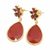 Gold plated garnet and onyx dangle earrings, 'Deep Red Flowers' - Garnet and Onyx Gold Plated Dangle Earrings from India (image 2d) thumbail