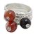 Onyx stacking rings, 'Red and Black Globes' (set of 5) - Red and Black Onyx Stacking Rings (Set of 5) from India (image 2a) thumbail