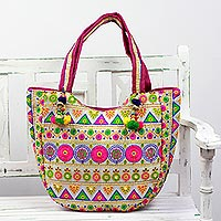 Embroidered tote handbag Floral View India