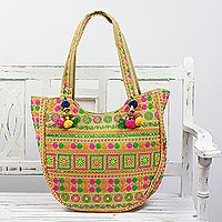 Embroidered tote handbag Spiraling Floral India
