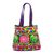Embroidered tote handbag, 'Elephant Fantasies in Iris' - Embroidered Tote with Floral Elephant Motifs from India (image 2a) thumbail