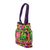 Embroidered tote handbag, 'Elephant Fantasies in Iris' - Embroidered Tote with Floral Elephant Motifs from India (image 2b) thumbail