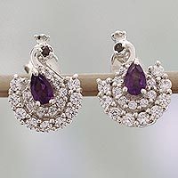 Amethyst and garnet drop earrings,