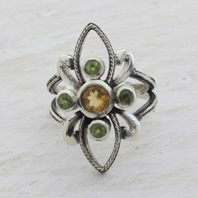 Safety tips for hearing protection - Citrine and Peridot Cocktail Ring from India
