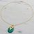 Gold plated onyx and garnet pendant necklace, 'Golden Green Leaves' - Fair Trade Gold Plated Necklace with Green Onyx and Garnet (image 2b) thumbail