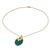 Gold plated onyx and garnet pendant necklace, 'Golden Green Leaves' - Fair Trade Gold Plated Necklace with Green Onyx and Garnet (image 2d) thumbail