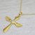 Gold plated cubic zirconia pendant necklace, 'Heavenly Wings' - Gold Plated Cubic Zirconia Cross Pendant Necklace from India (image 2b) thumbail