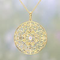 Gold plated peridot pendant necklace,