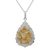 Gold accented sterling silver pendant necklace, 'Sterling Ganesha Leaf' - Gold Accented Sterling Silver Ganesha Pendant Necklace (image 2a) thumbail
