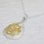Gold accented sterling silver pendant necklace, 'Sterling Ganesha Leaf' - Gold Accented Sterling Silver Ganesha Pendant Necklace (image 2b) thumbail
