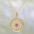 Gold plated amethyst and chalcedony pendant necklace, 'Petal Grandeur' - Gold Plated Amethyst and Chalcedony Indian Pendant Necklace thumbail