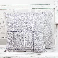 Cotton cushion covers Violet Windows pair India