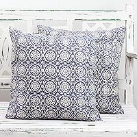 Cotton cushion covers Floral Temple pair India