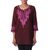 Cotton tunic, 'Flower Chase' - Brown Cotton Tunic Top with Pink Floral Embroidery thumbail
