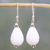 Agate dangle earrings, 'Pure Wonder' - Sterling Silver and White Agate Dangle Earrings from India thumbail