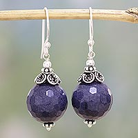 Aventurine dangle earrings, 'Blue Violet Exuberance' - Violet Blue Aventurine and Sterling Silver Dangle Earrings