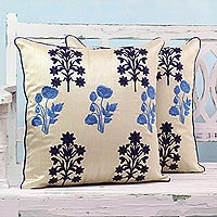 Embroidered cushion covers Spring Zephyr pair India