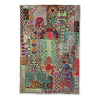 Patchwork wall hanging Flowery Garden India