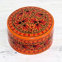 Papier mache decorative box, 'Alluring Delight' - Hand Painted Papier Mache Decorative Box from India