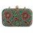 Brocade evening bag, 'Dancing Flowers' - Red and Green Floral Evening Bag from India (image 2a) thumbail