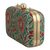 Brocade evening bag, 'Dancing Flowers' - Red and Green Floral Evening Bag from India (image 2b) thumbail