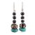Bone dangle earrings, 'Beautiful Earth' - Handmade Beaded Bone Dangle Earrings from India (image 2a) thumbail