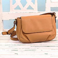 Leather sling bag Modern Elegance in Ginger India