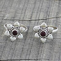 Garnet toe rings,