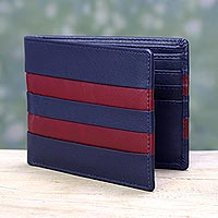 Men s leather wallet Navy Red Pride India