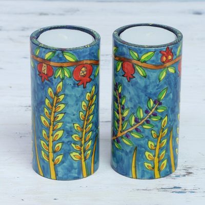 Wood tealight holders, Canopy Beauty (pair)