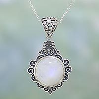 Rainbow moonstone pendant necklace,