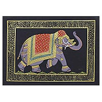 Miniature painting Black Majestic Elephant India